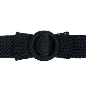 Vintage Black Woven Wicker Rattan Bow Stretch Belt M/L 90s Y2K Twee Boho‎